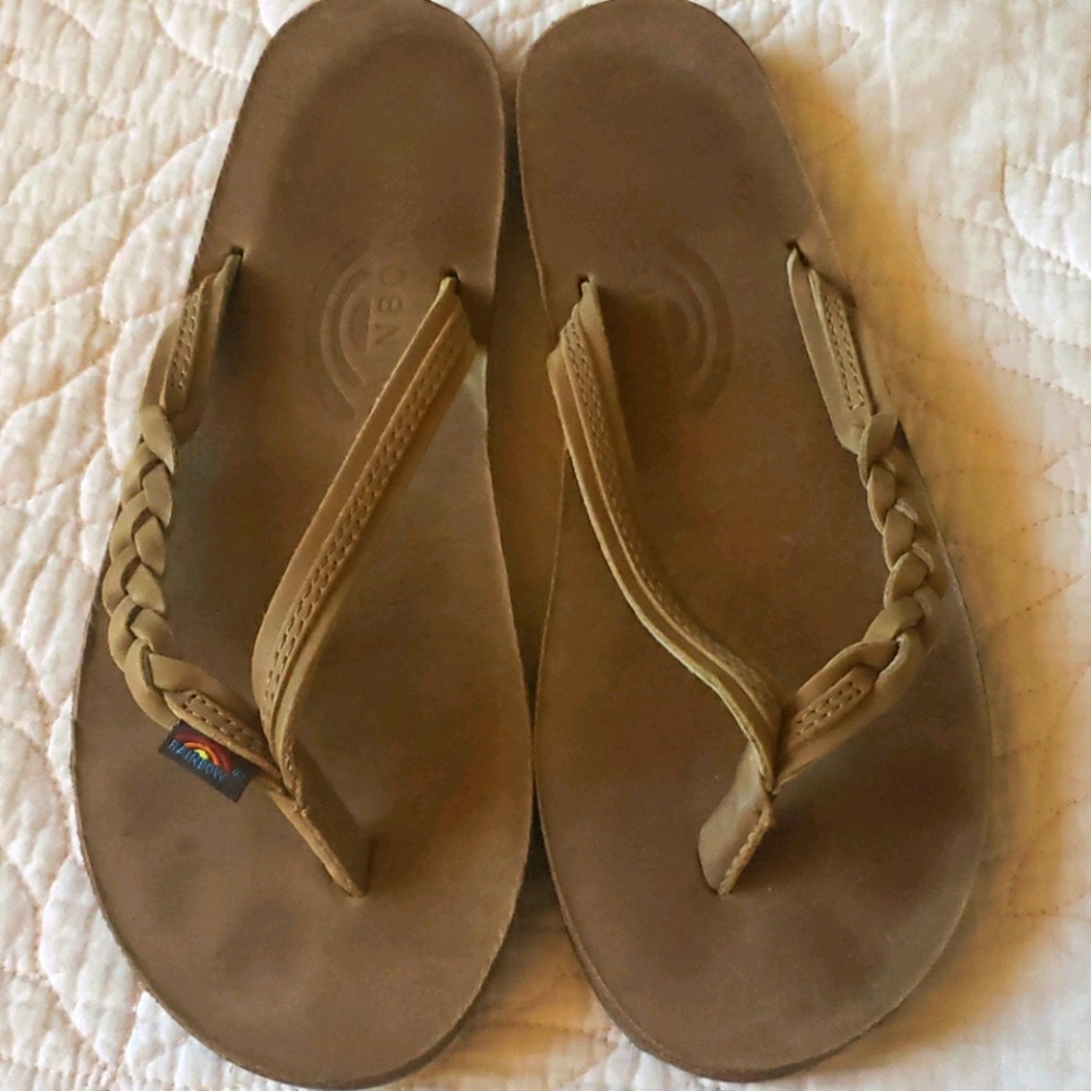 New Rainbow Leather Flip Flops